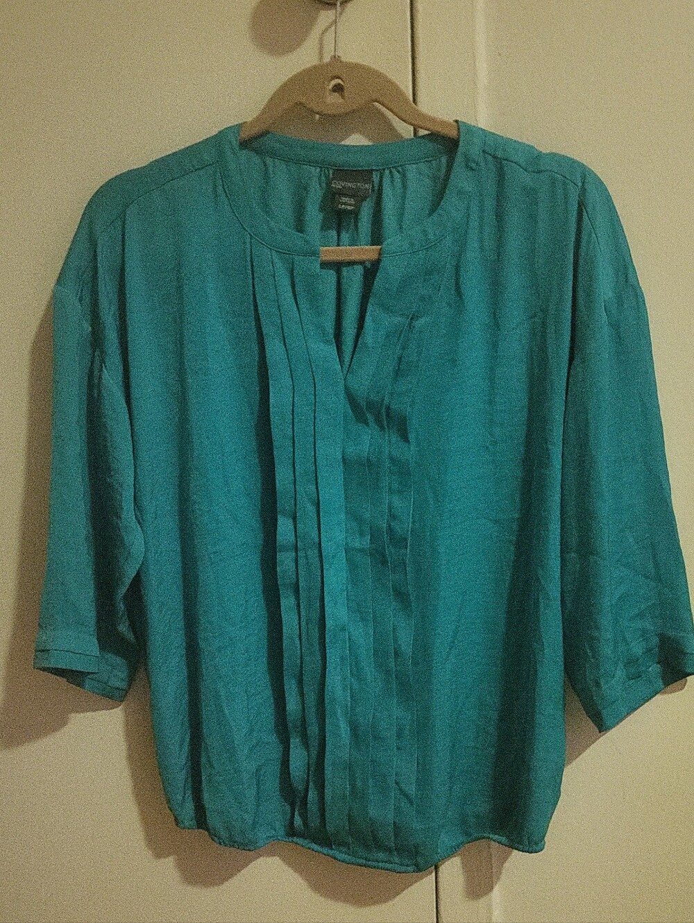 Covington Teal Pleat-Front Women's Blouse